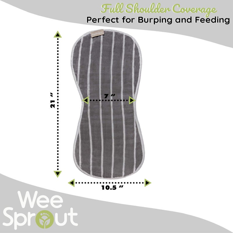 WeeSprout Unisex Organic Towel Cotton Burp Cloths, Set of 4, Four Ultra-Absorbent Layers Keep Clothes Dry, Button Transforms into Baby Bib, Machine Washable & Dryer Safe (Neutral Set, Full) - Image 3